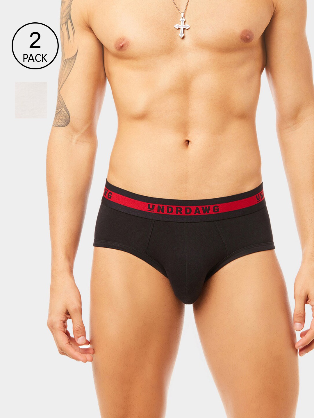 

Undrdawg Men Pack Of 2 Black & White Basic Briefs