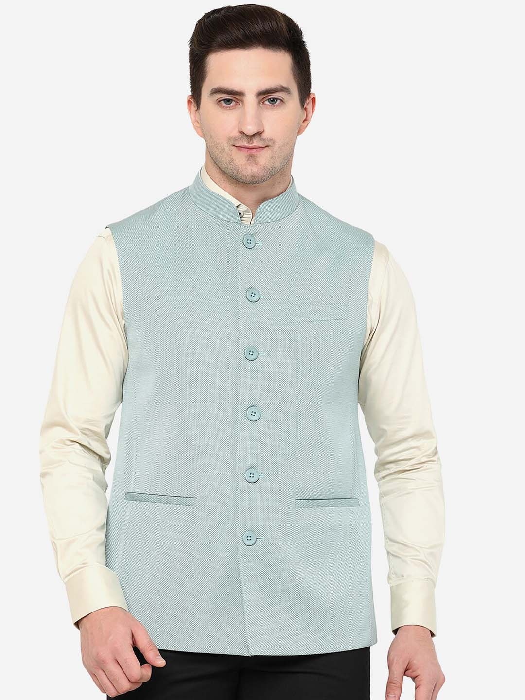 

MODI JACKET Men Green Nehru jacket