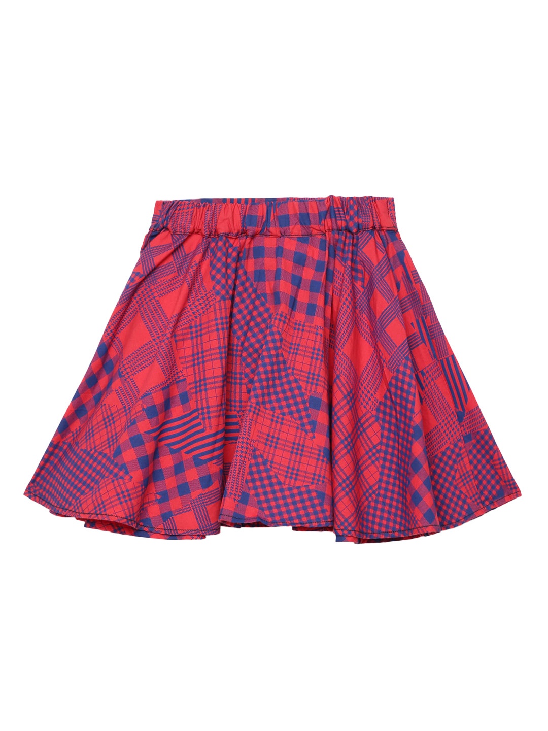 

UNDER FOURTEEN ONLY Girls Red & Blue Checks Printed Pure Cotton Flared Skirts