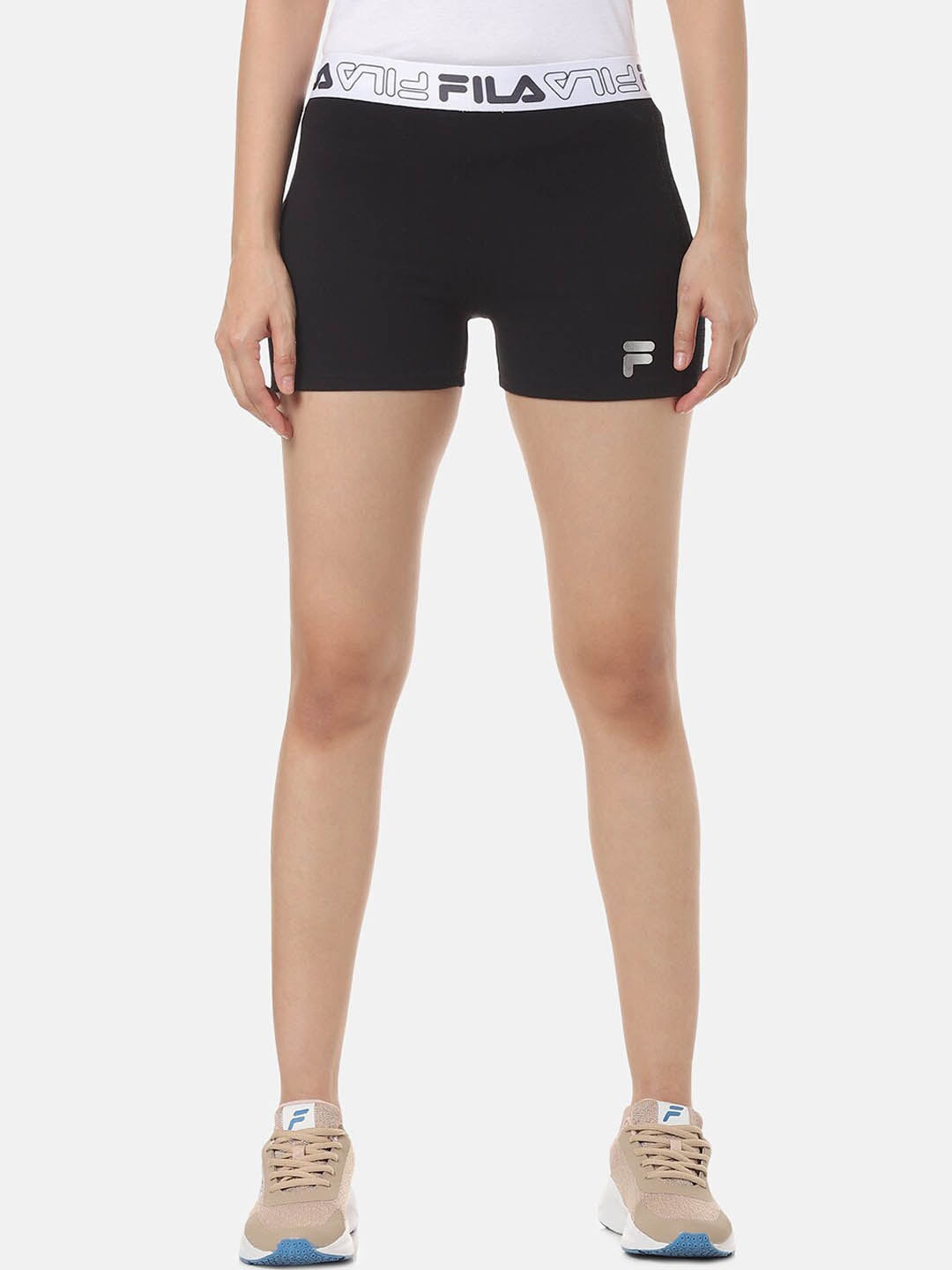 

FILA Women Black Zagara Cotton Training Shorts