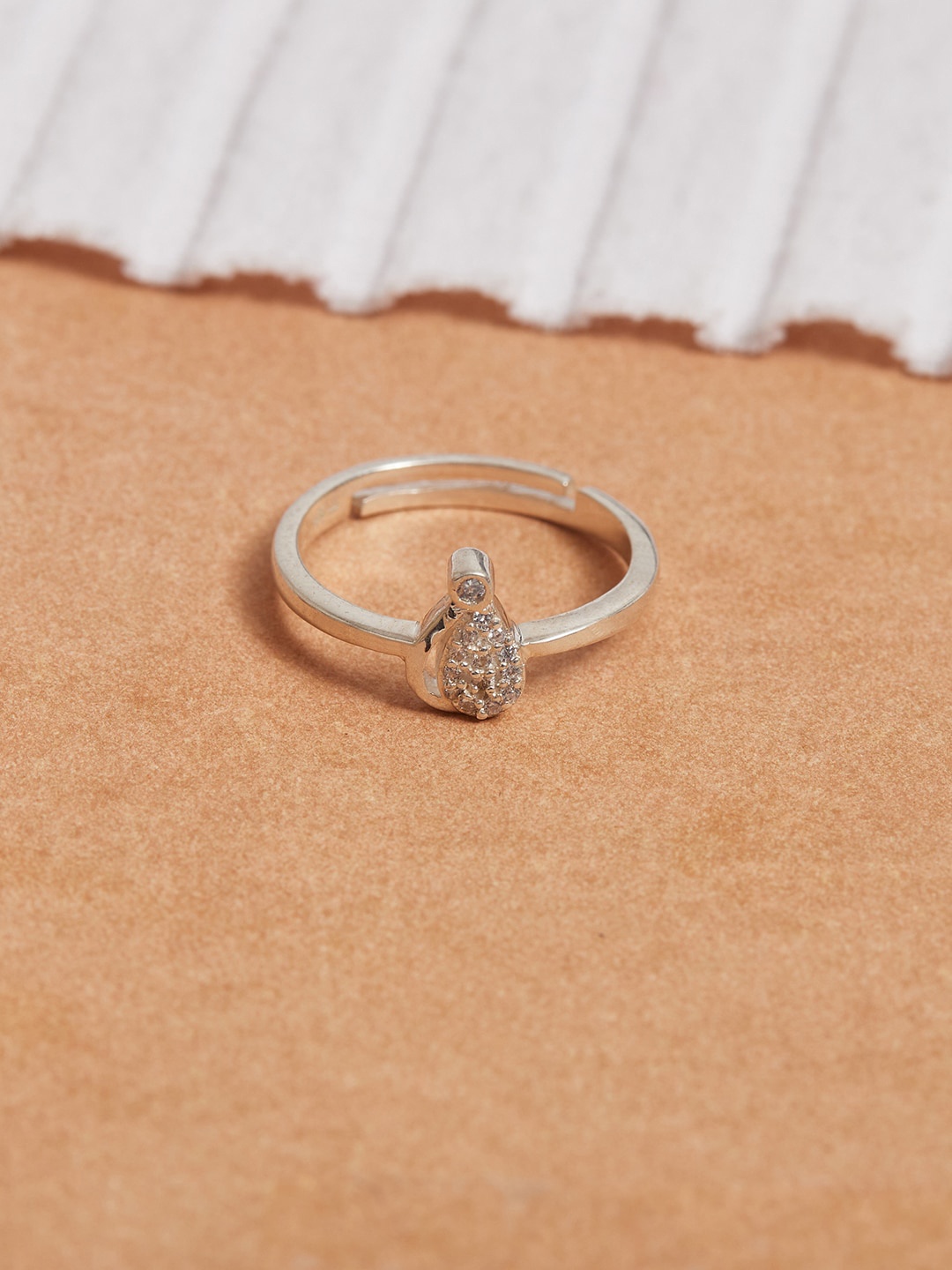 

Studio Voylla Women 925 Sterling Silver White CZ-Studded Finger Ring