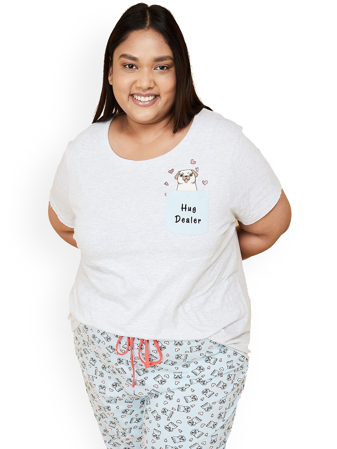 

max Women Grey & White Printed Night suit