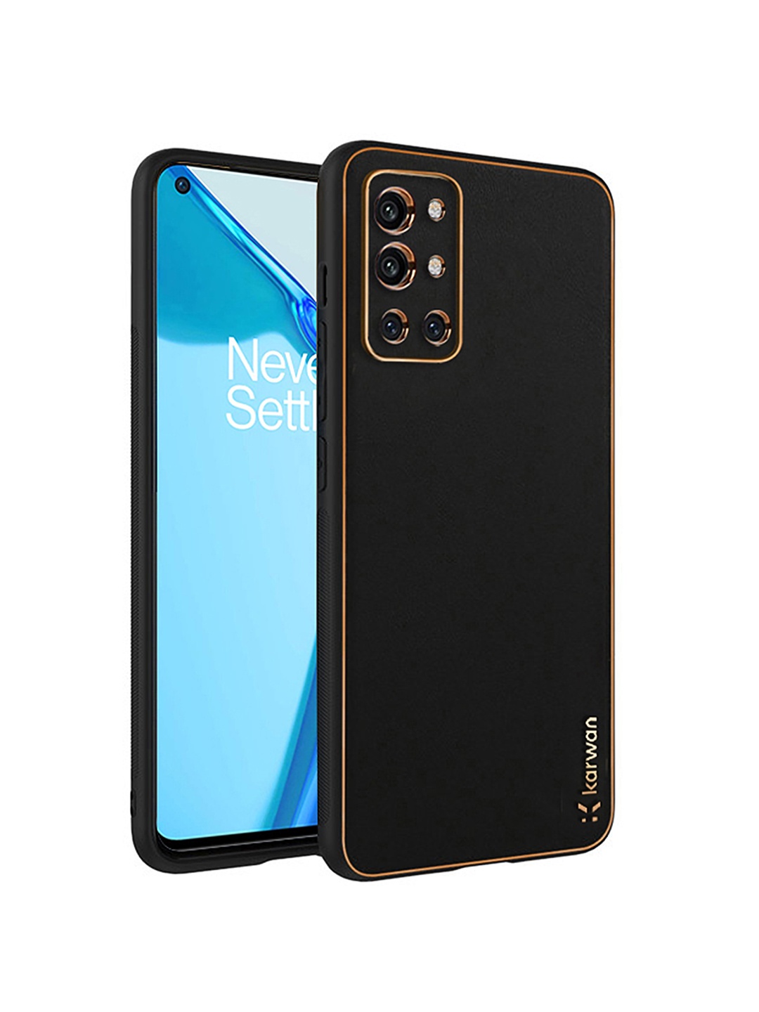 

Karwan Black Leather OnePlus 9R Back Case