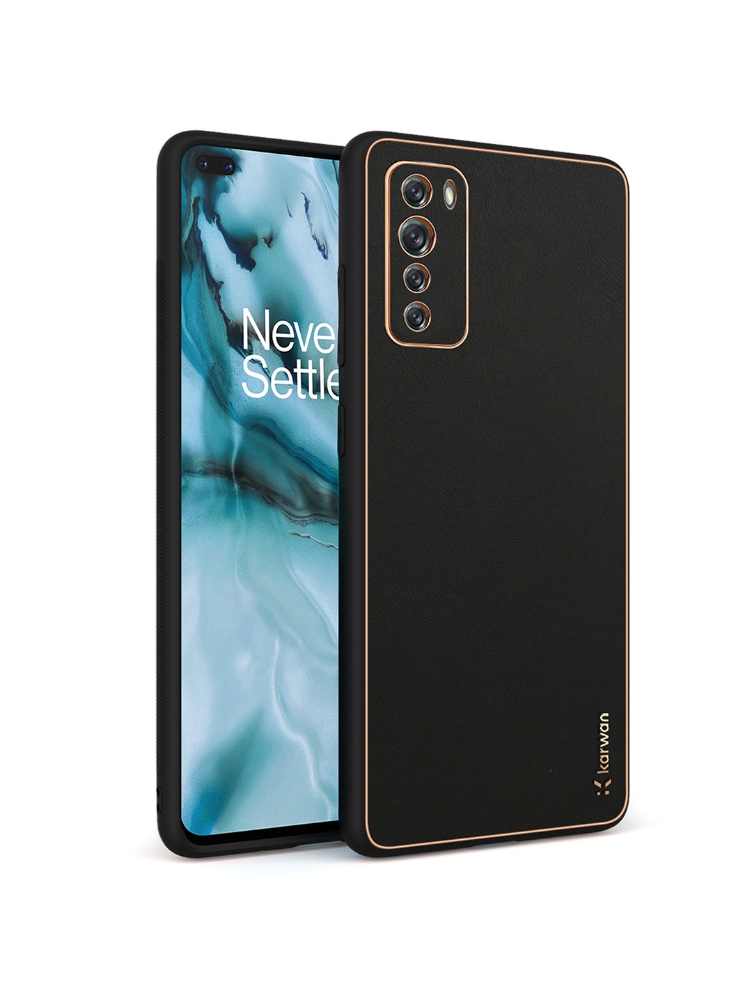 

Karwan Black Leather OnePlus Nord Back Case
