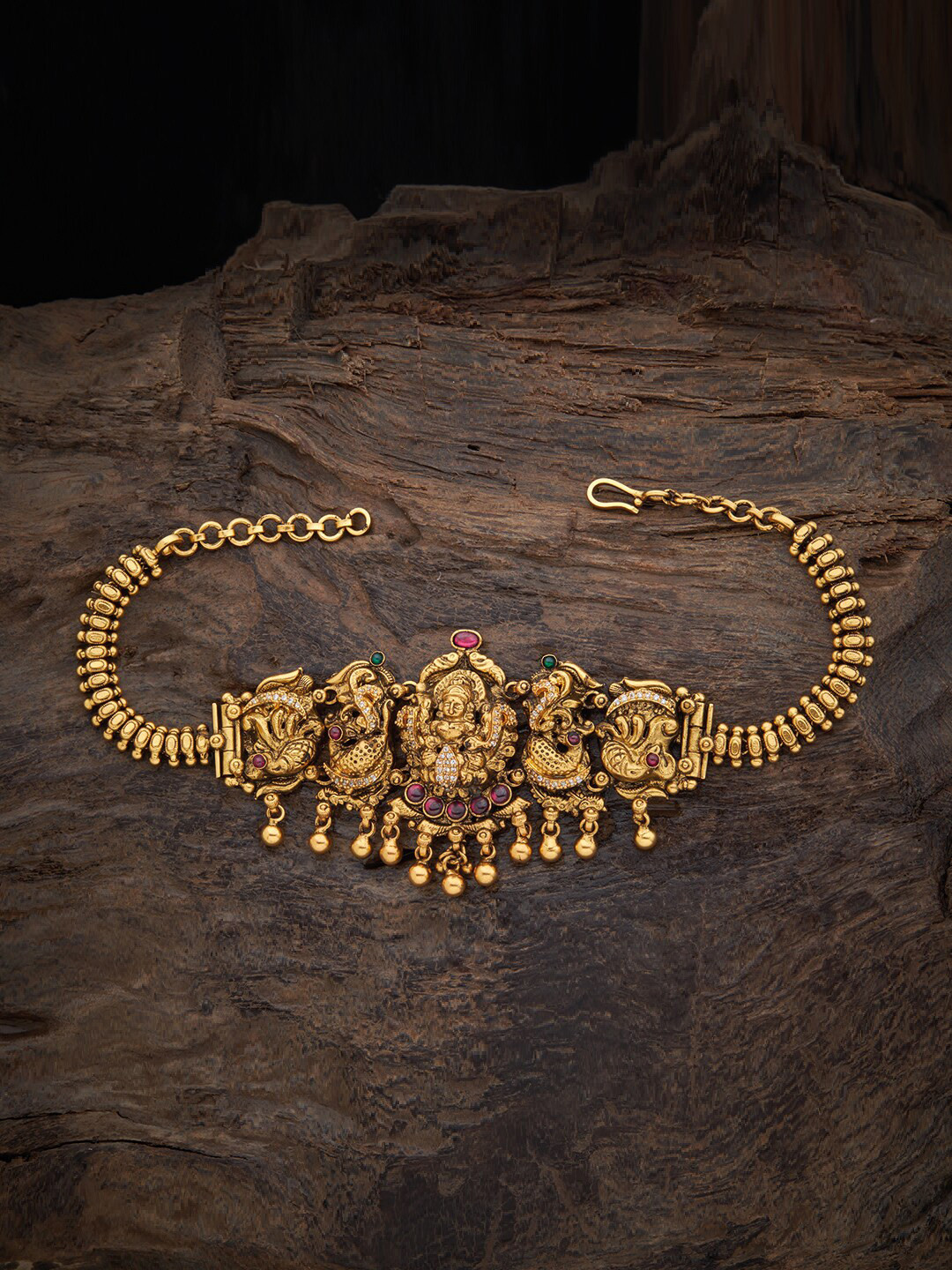 

Kushal's Fashion Jewellery Women Gold-Toned & Red Silver Temple Gold-Plated Armlet Bracelet