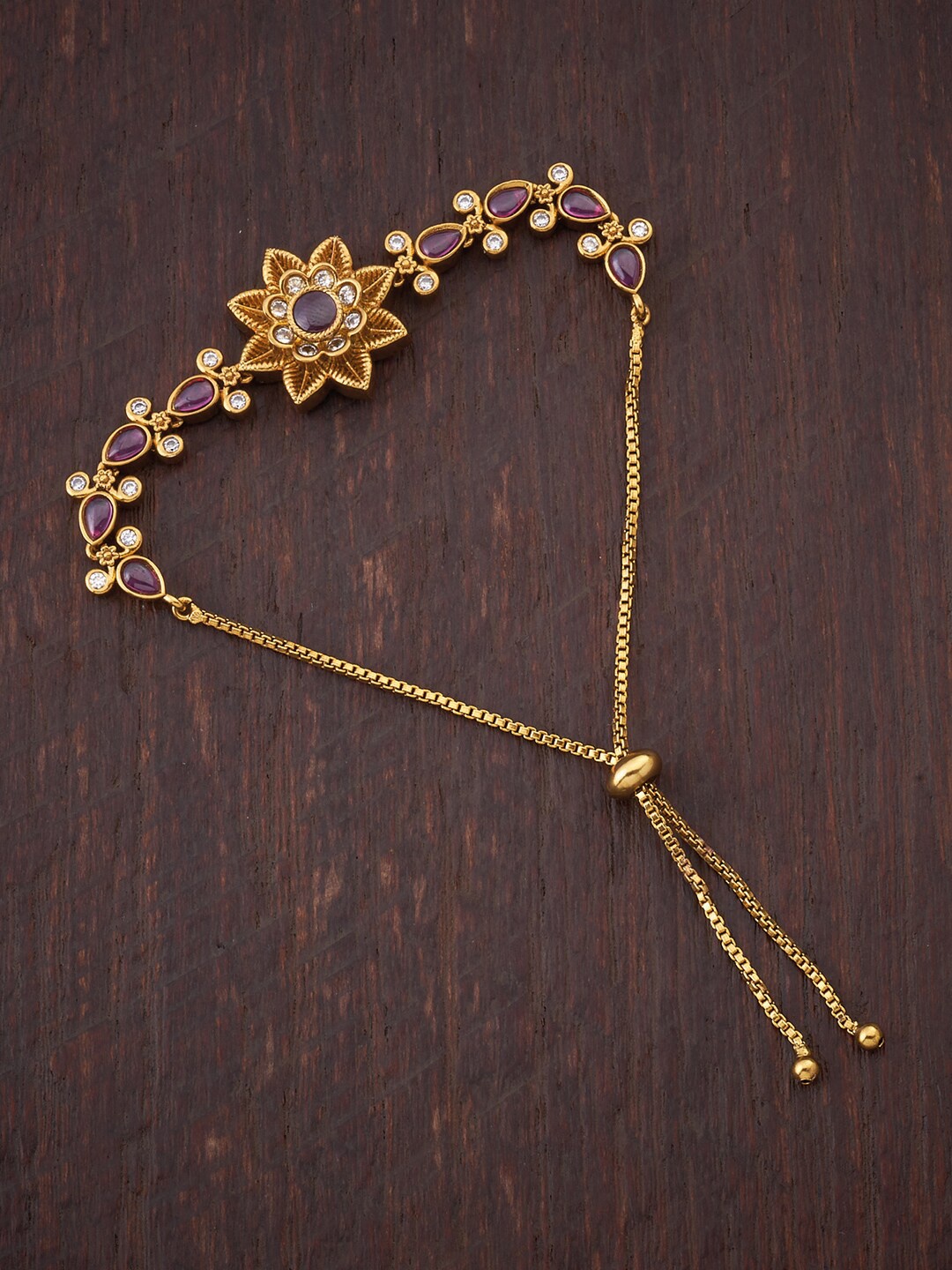 

Kushals Fashion Jewellery Women Gold-Toned & Pink Antique Charm Bracelet