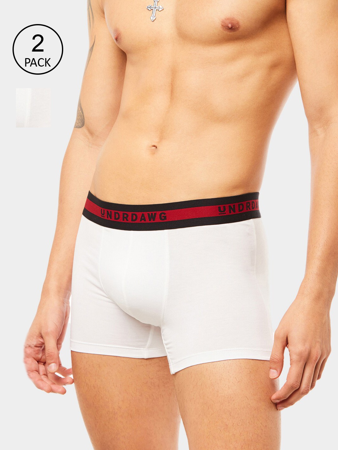 

Undrdawg Men Pack Of 2 White Solid Trunk