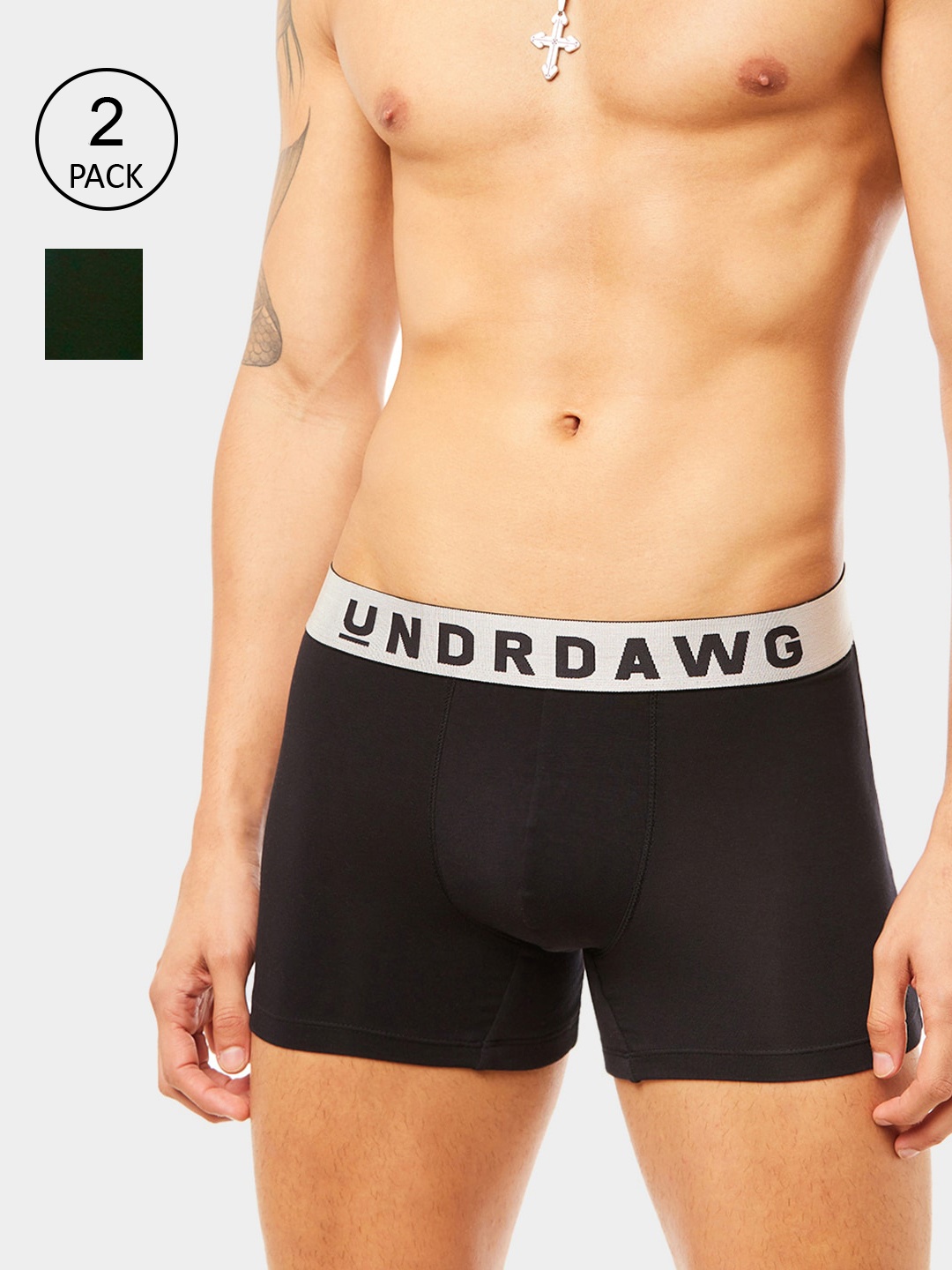 

Undrdawg Men Pack Of 2 Solid Trunks, Black
