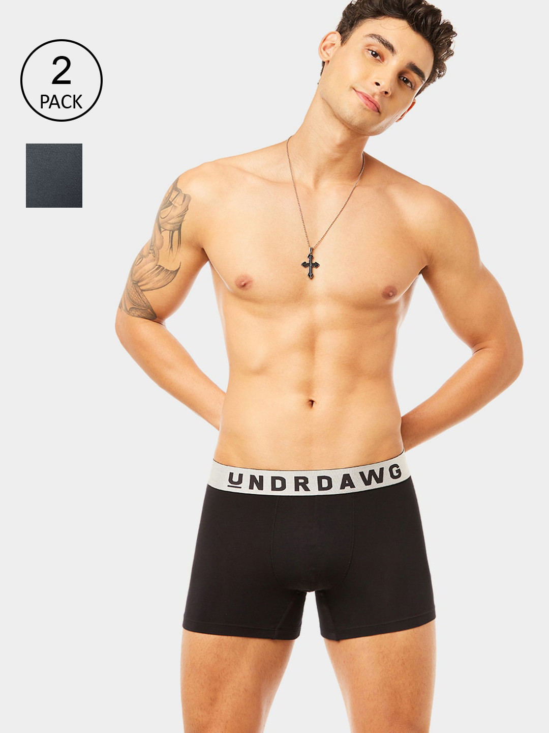 

Undrdawg Men Pack Of 2 Solid Trunks, Black