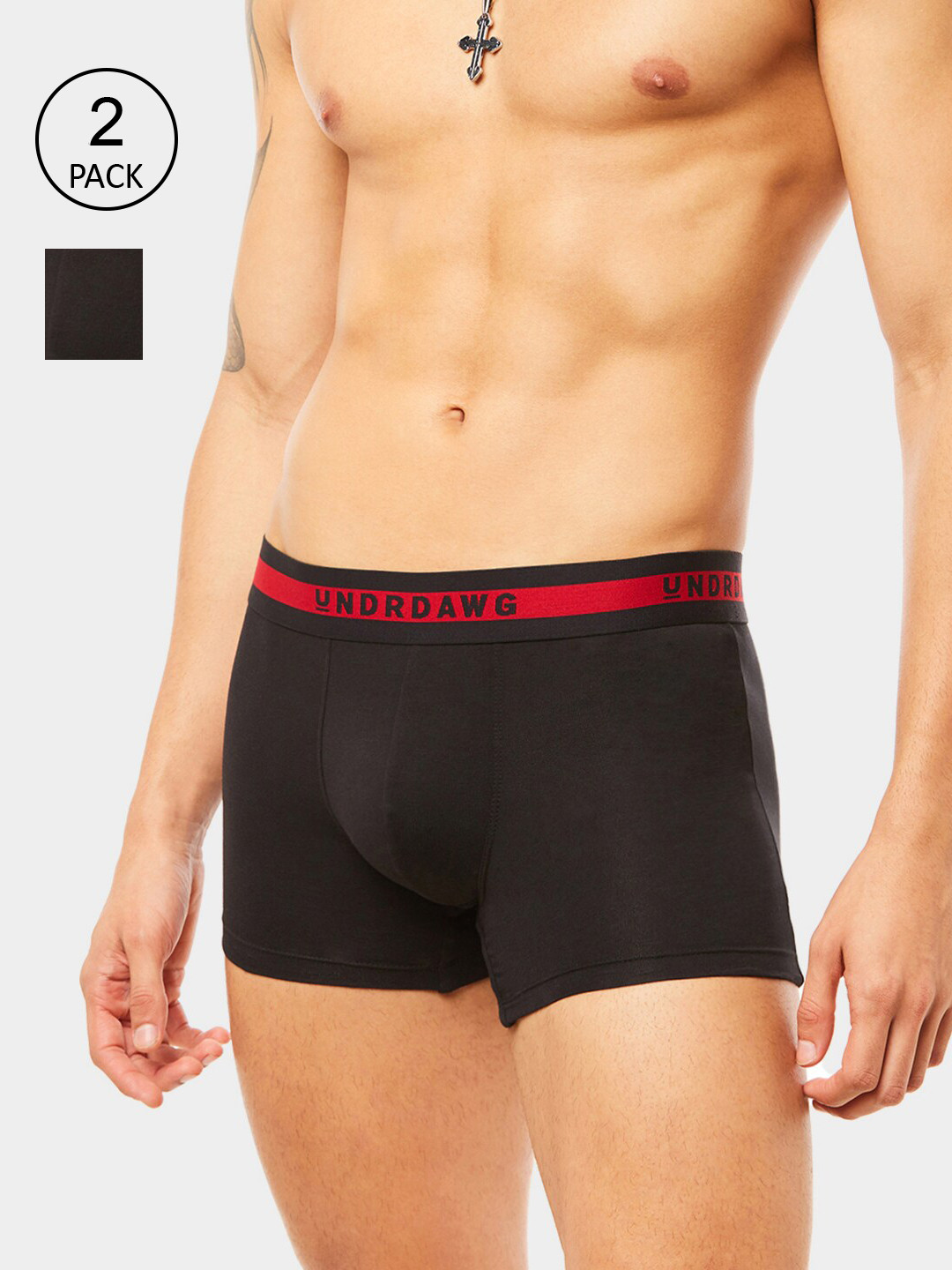 

Undrdawg Men Pack Of 2 Black Solid Basic Trunk