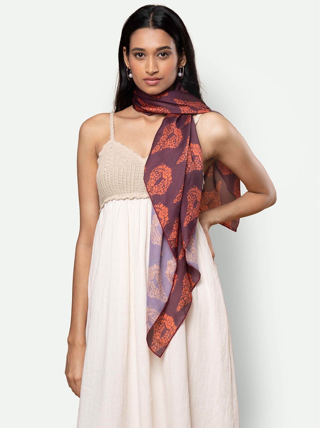 

ZOUK Women Red & Orange Printed Scarf