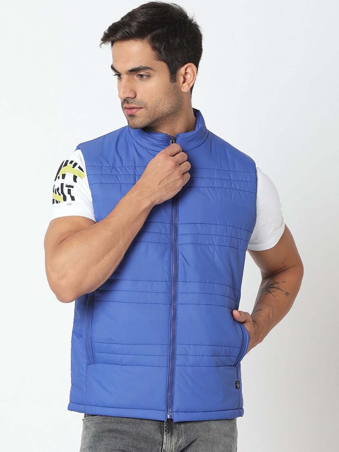 

SPYKAR Men Blue Lightweight Padded Cotton Jacket