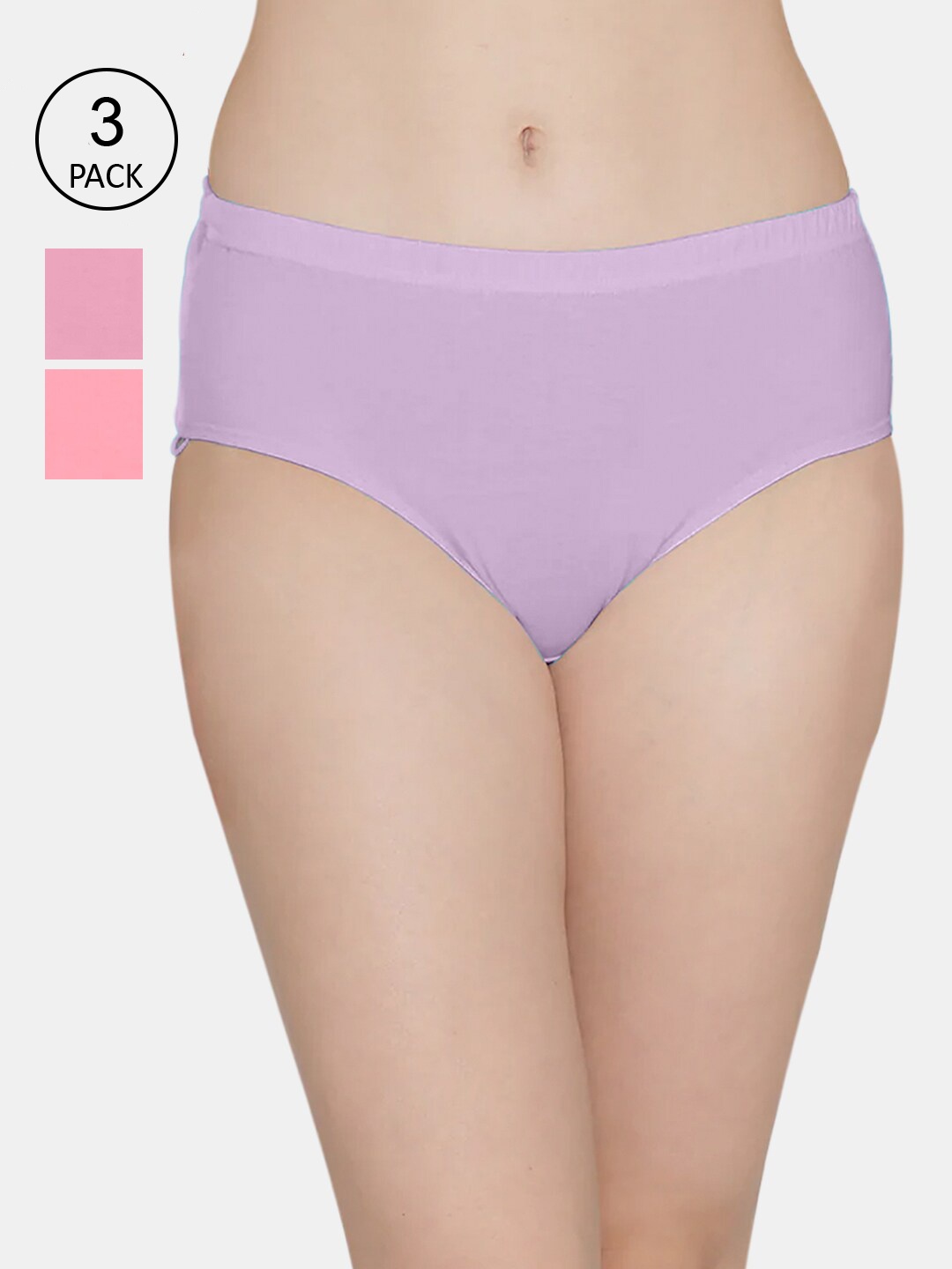 

Kalyani Women Pack Of 3 Lavender & Rose Hipster Briefs