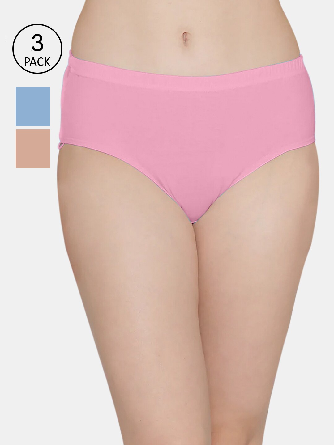 

Kalyani Women Pack Of 3 Rose & Blue Hipster Briefs, Pink