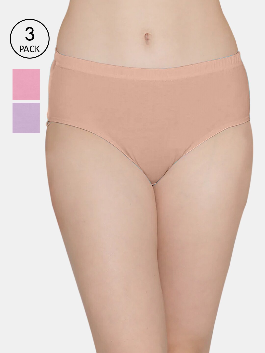 

Kalyani Women Pack Of 3 Peach & Pink Hipster Briefs
