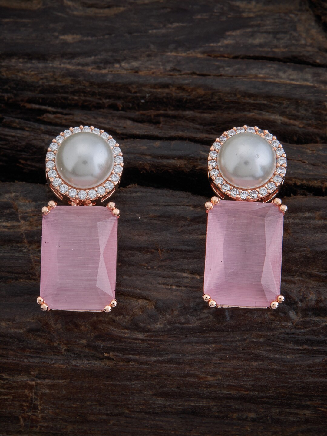 

Kushal's Rose Gold & Pink Rose Gold Plated Square Drop Earrings