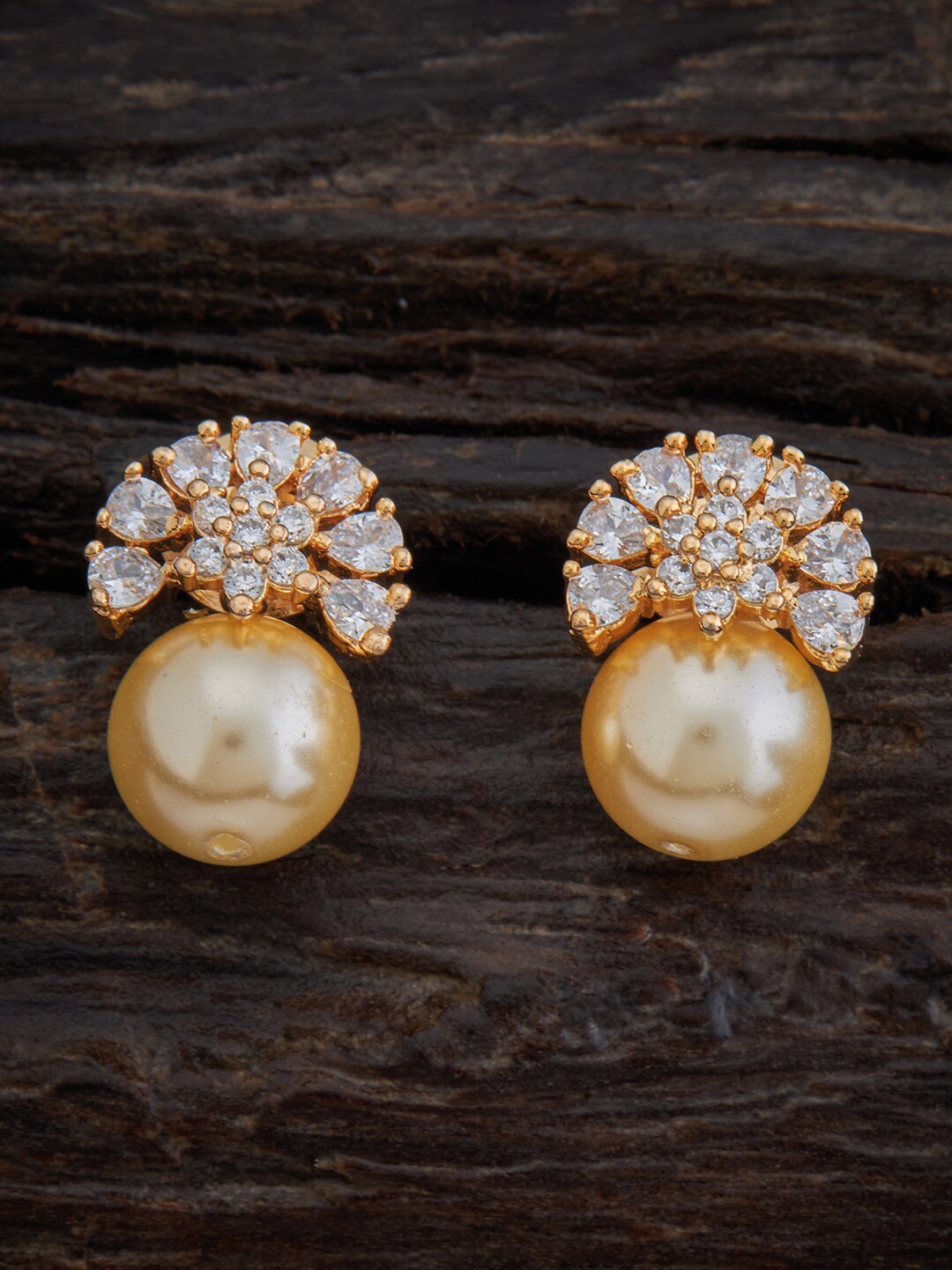 

Kushal's Fashion Jewellery Gold & White Gold Plated CZ Contemporary Studs Earrings