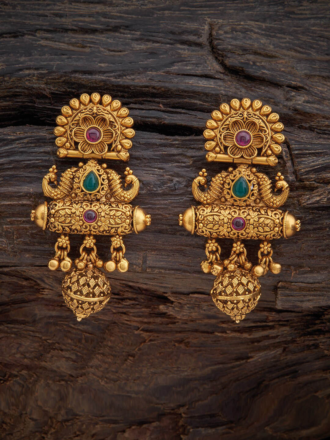 

Kushal's Gold & Red Gold Plated Antique Classic Drop Earrings