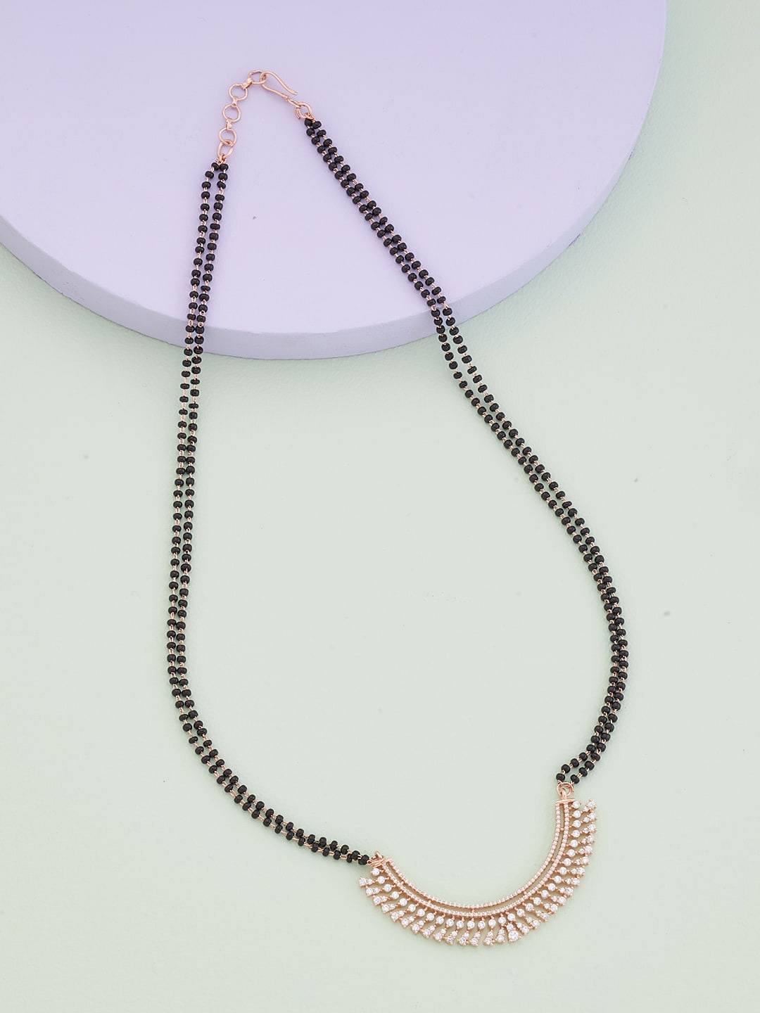 

Kushals Fashion Jewellery Rose Gold-Plated White CZ Studded Mangalsutra