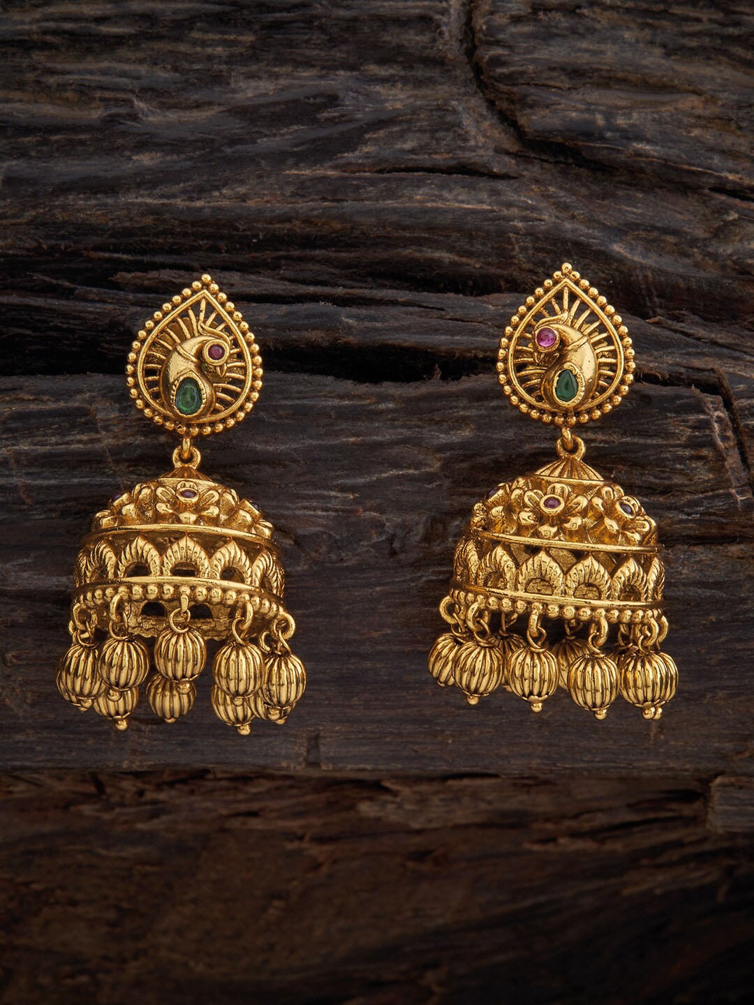 

Kushal's Fashion Jewellery Red Classic Jhumkas Earrings