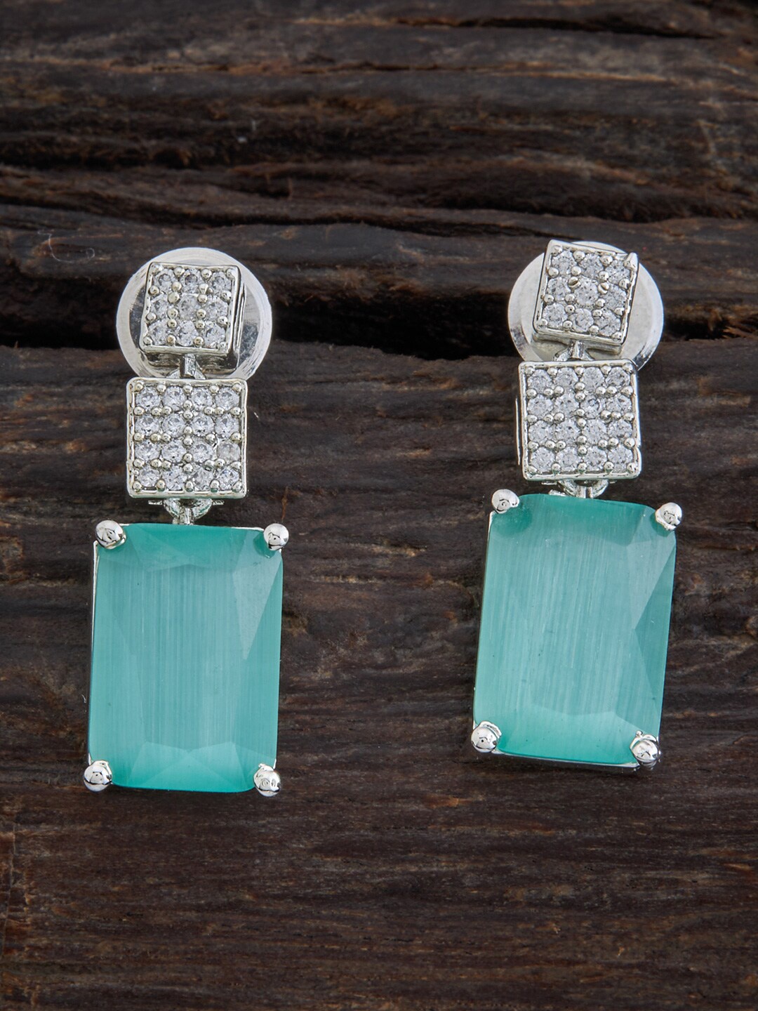 

Kushal's Fashion Jewellery Sea Green Square Drop Earrings