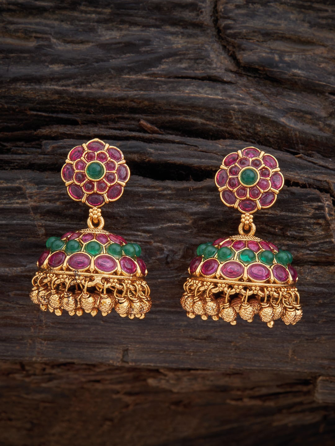 

Kushal's Fashion Jewellery Red Classic Jhumkas Earrings