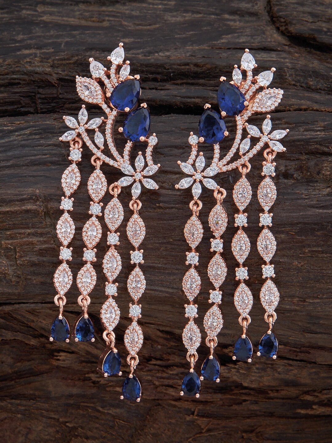 

Kushal's Fashion Jewellery Blue Teardrop Shaped Drop Earrings
