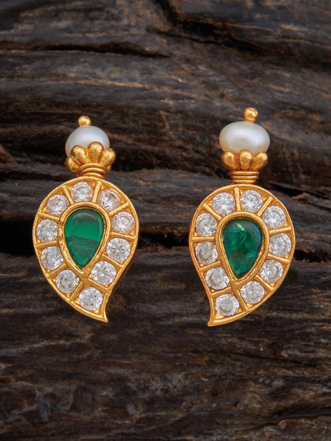 

Kushal's Fashion Jewellery Paisley Shaped Studs Earrings, Gold