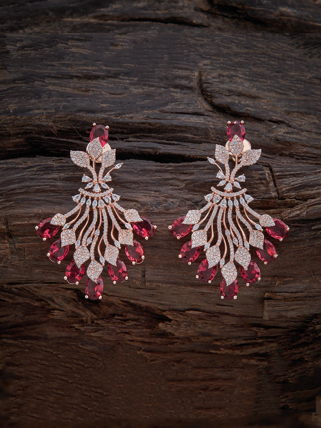 

Kushals Fashion Jewellery Red & Gold-Toned Floral Drop Earrings