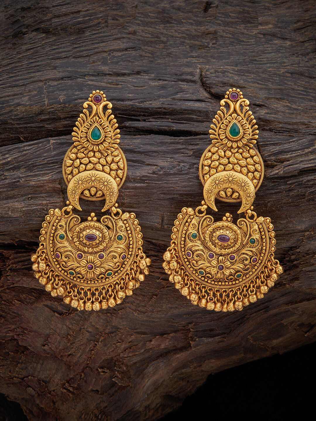 

Kushal's Fashion Jewellery Gold Plated & Green Classic Drop Earrings