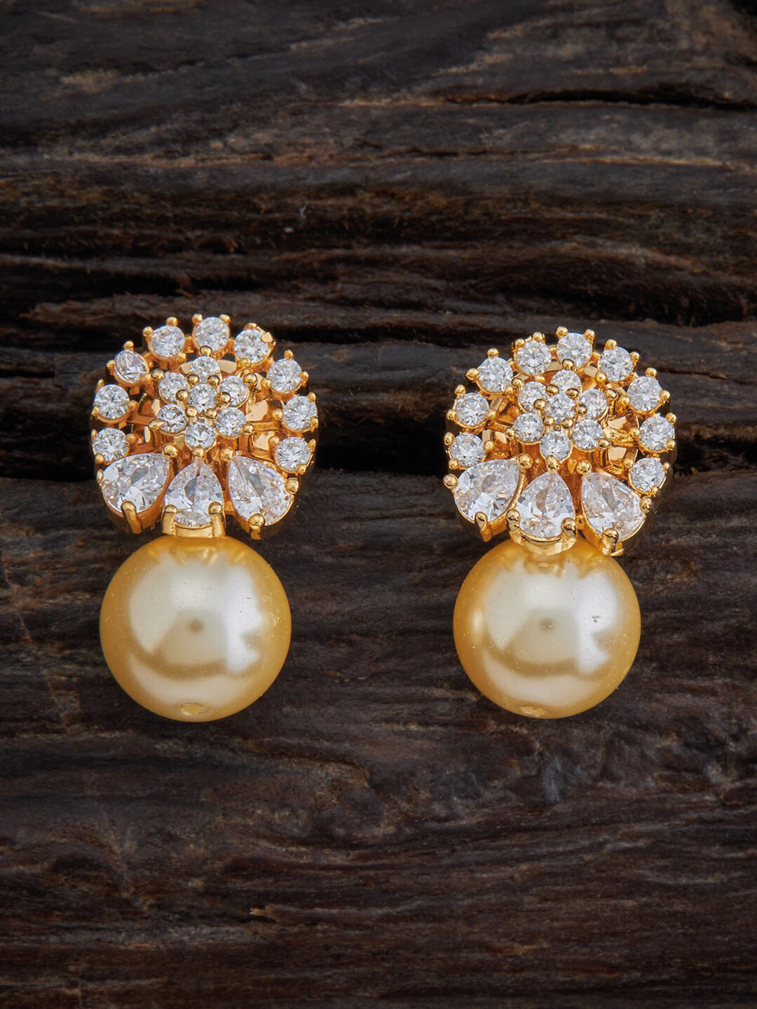 

Kushal's Fashion Jewellery White & Gold Plated Spherical Drop Earrings