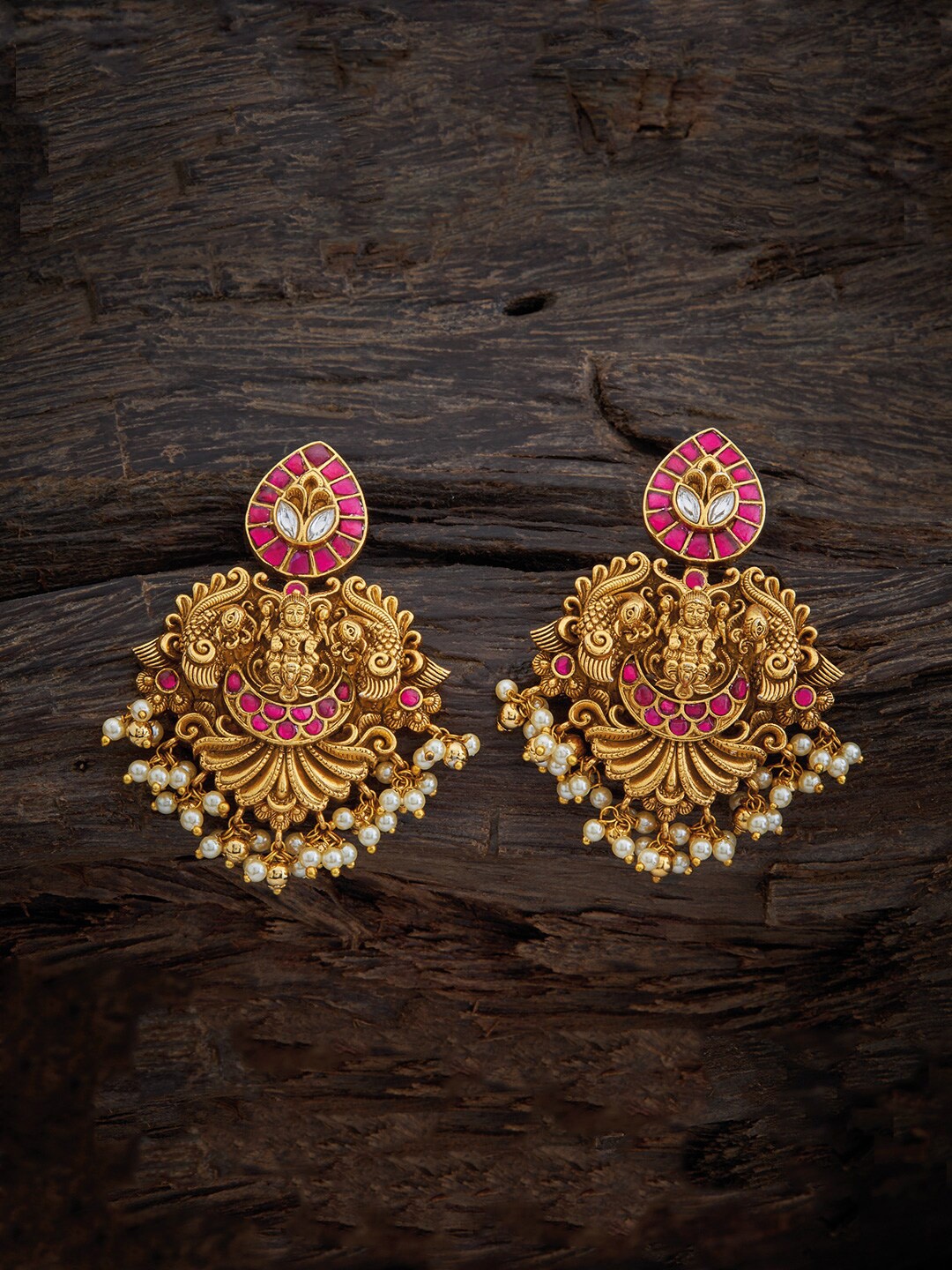 

Kushal's Fashion Jewellery Gold Plated & Red Classic Drop Earrings