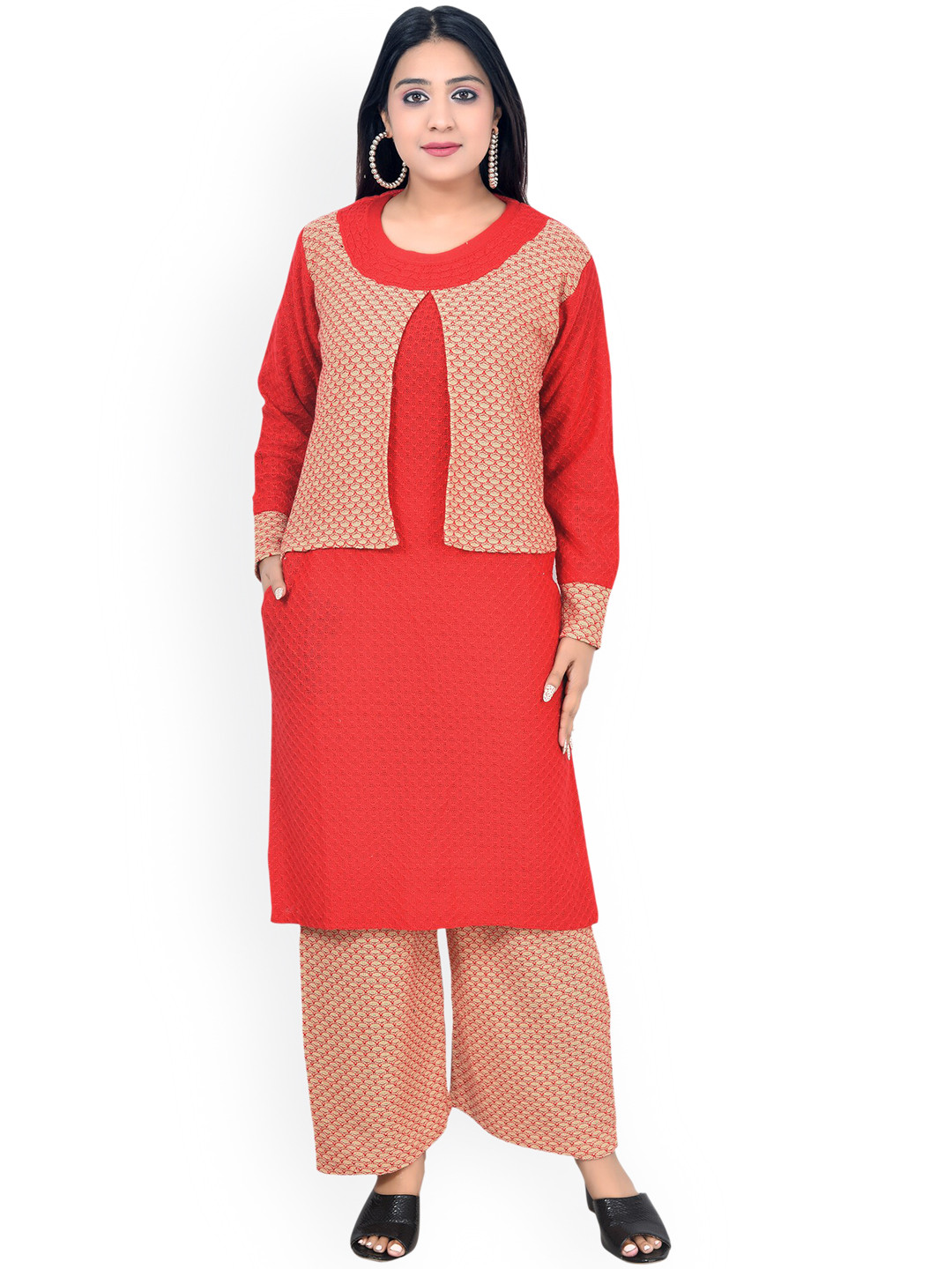 

ahhaaaa Women Red Kurta with Palazzos