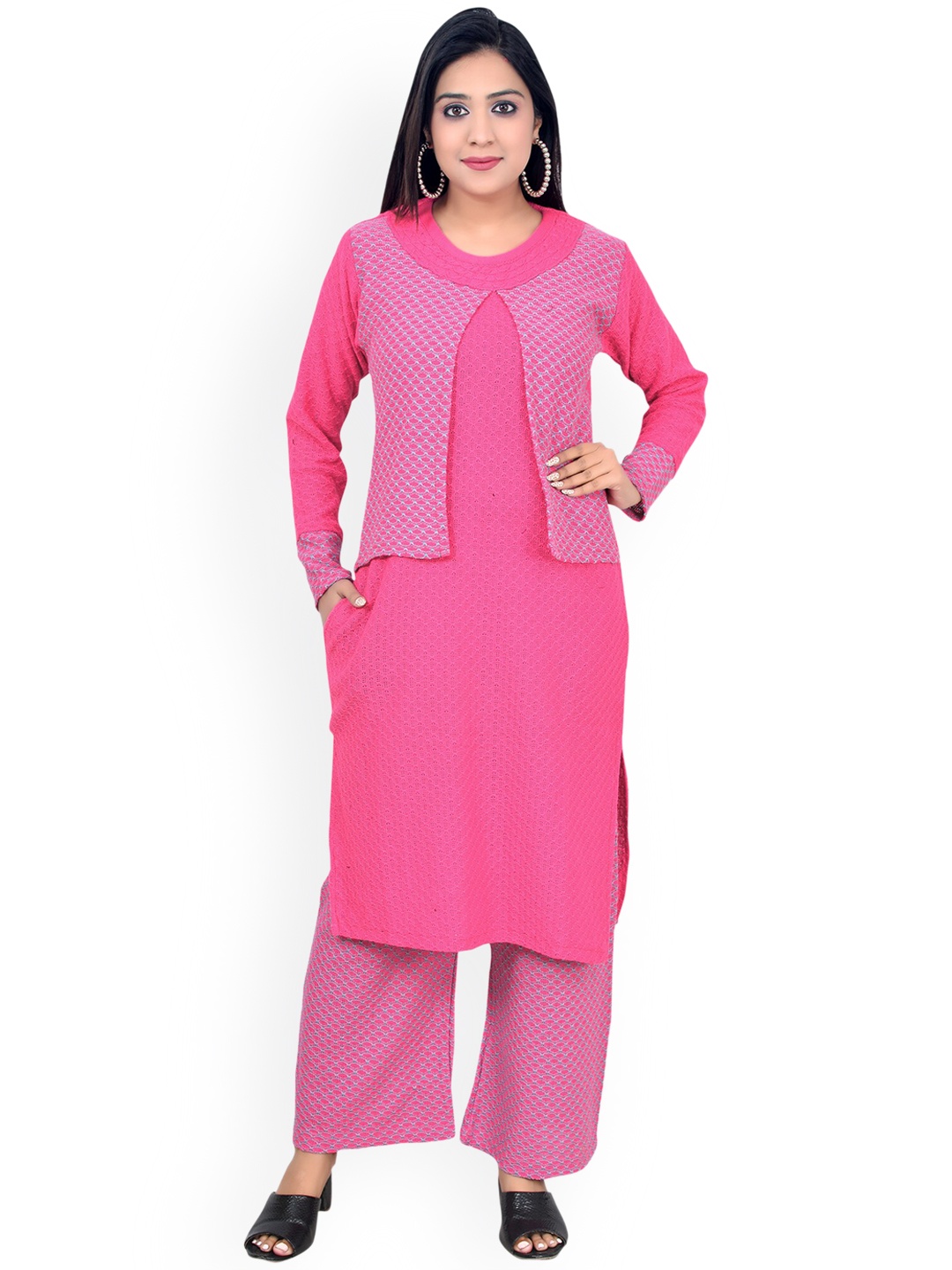 

ahhaaaa Women Pink Kurta with Palazzos