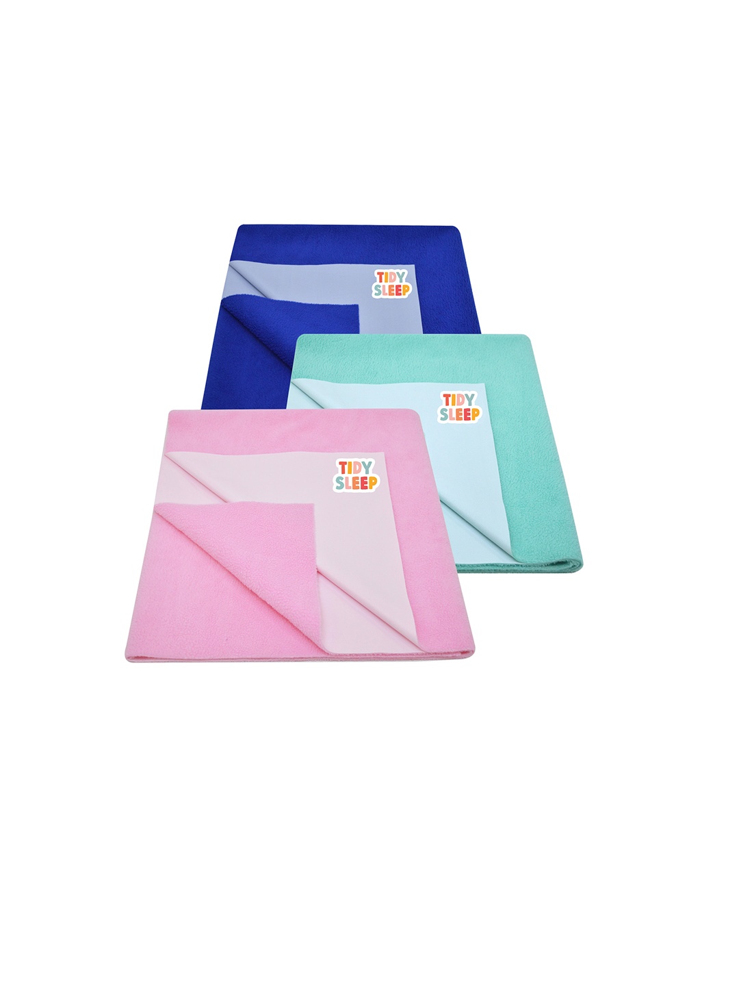 

TIDY SLEEP Kids Set Of 3 Pink & Blue Solid Fleece Water Resistant Dry Sheet