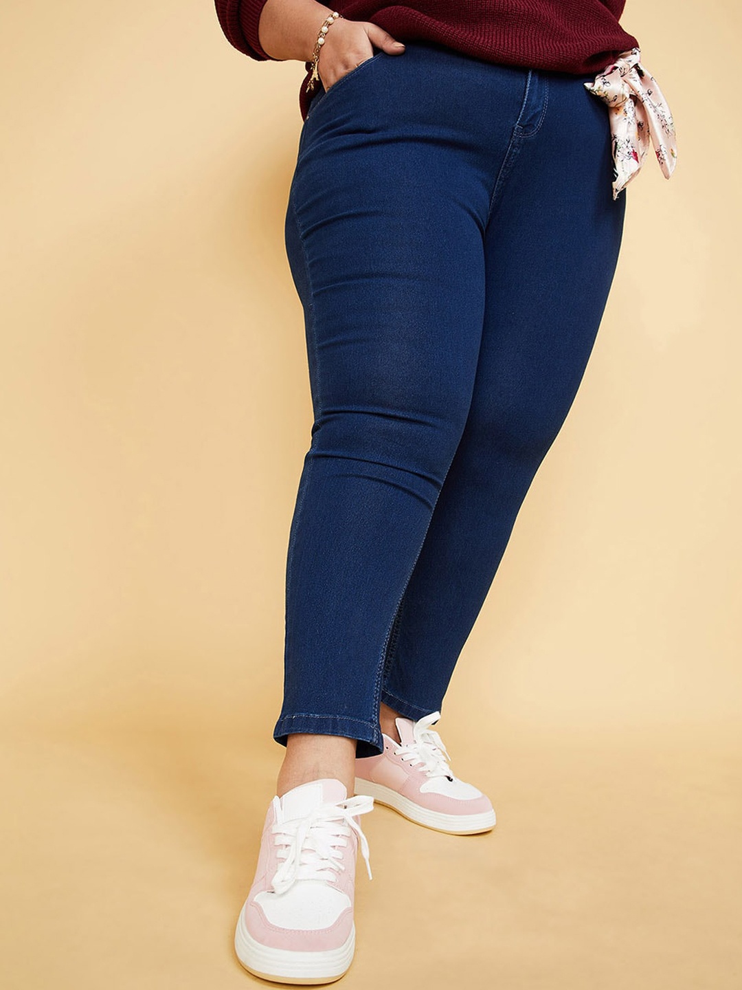 

max Women Plus Size Blue Stretchable Jeans