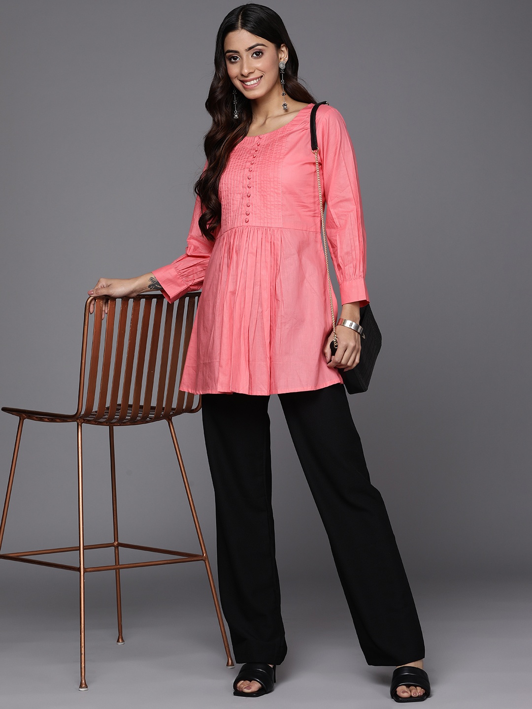 

Indo Era Solid Longline Top, Peach