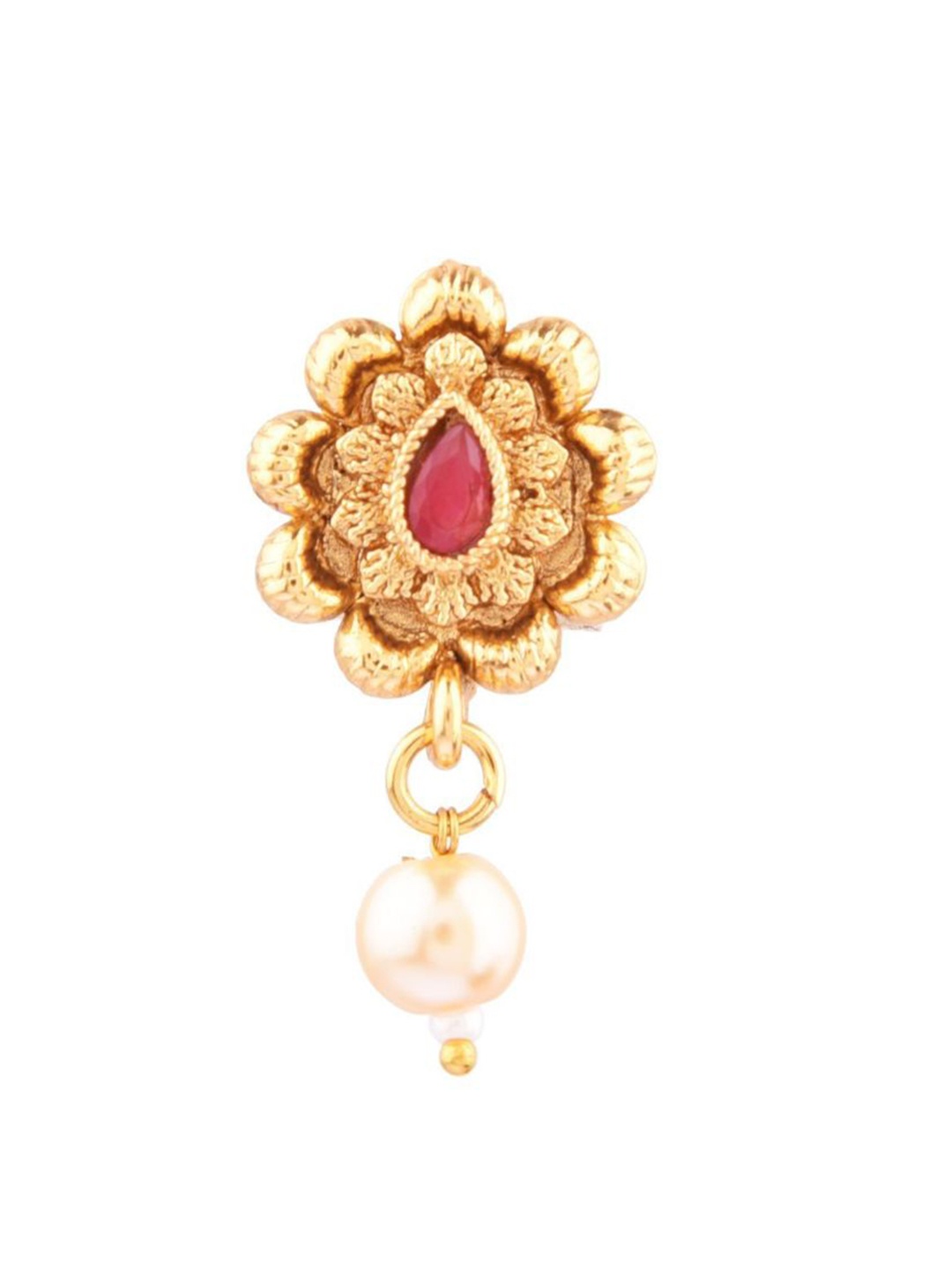 

Efulgenz Gold-Plated Pink Crystal-Studded Nosepin Stud