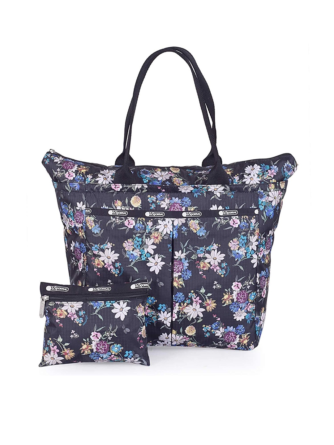 

LeSportsac Black Floral Printed PU Oversized Shopper Tote Bag