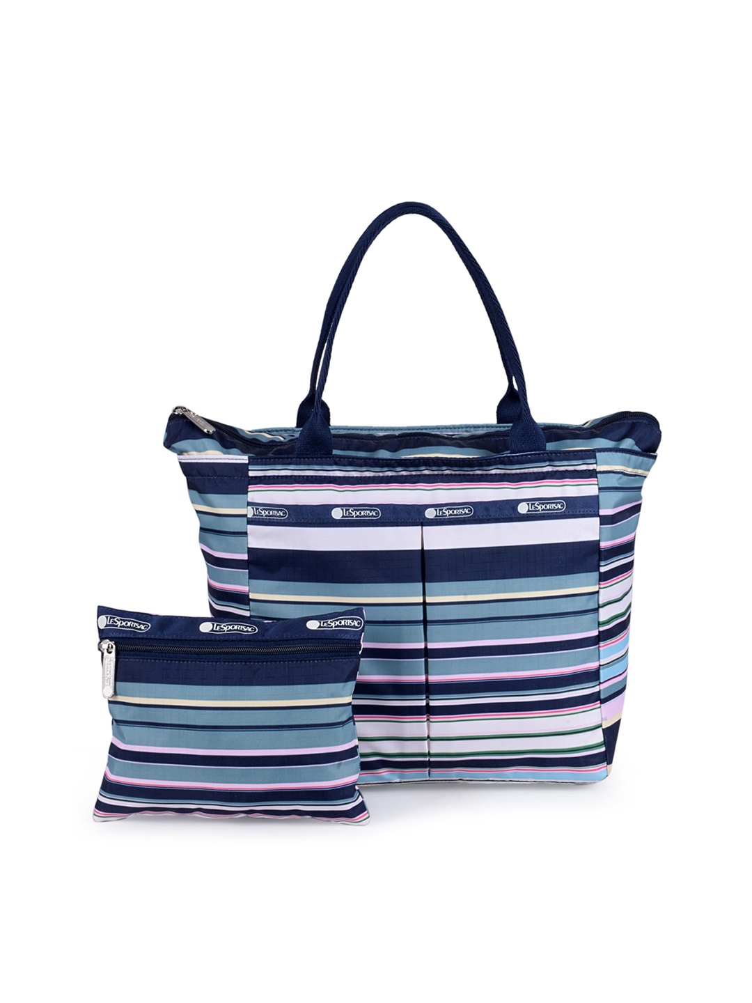 

LeSportsac Blue Striped PU Oversized Structured Handheld Bag