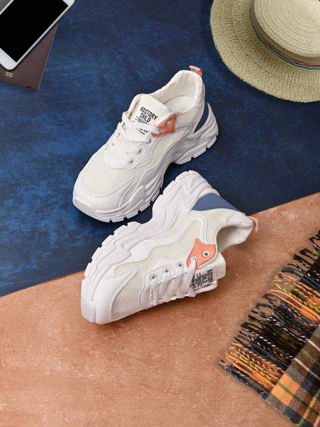 

Jove Women White Woven Design Sneakers