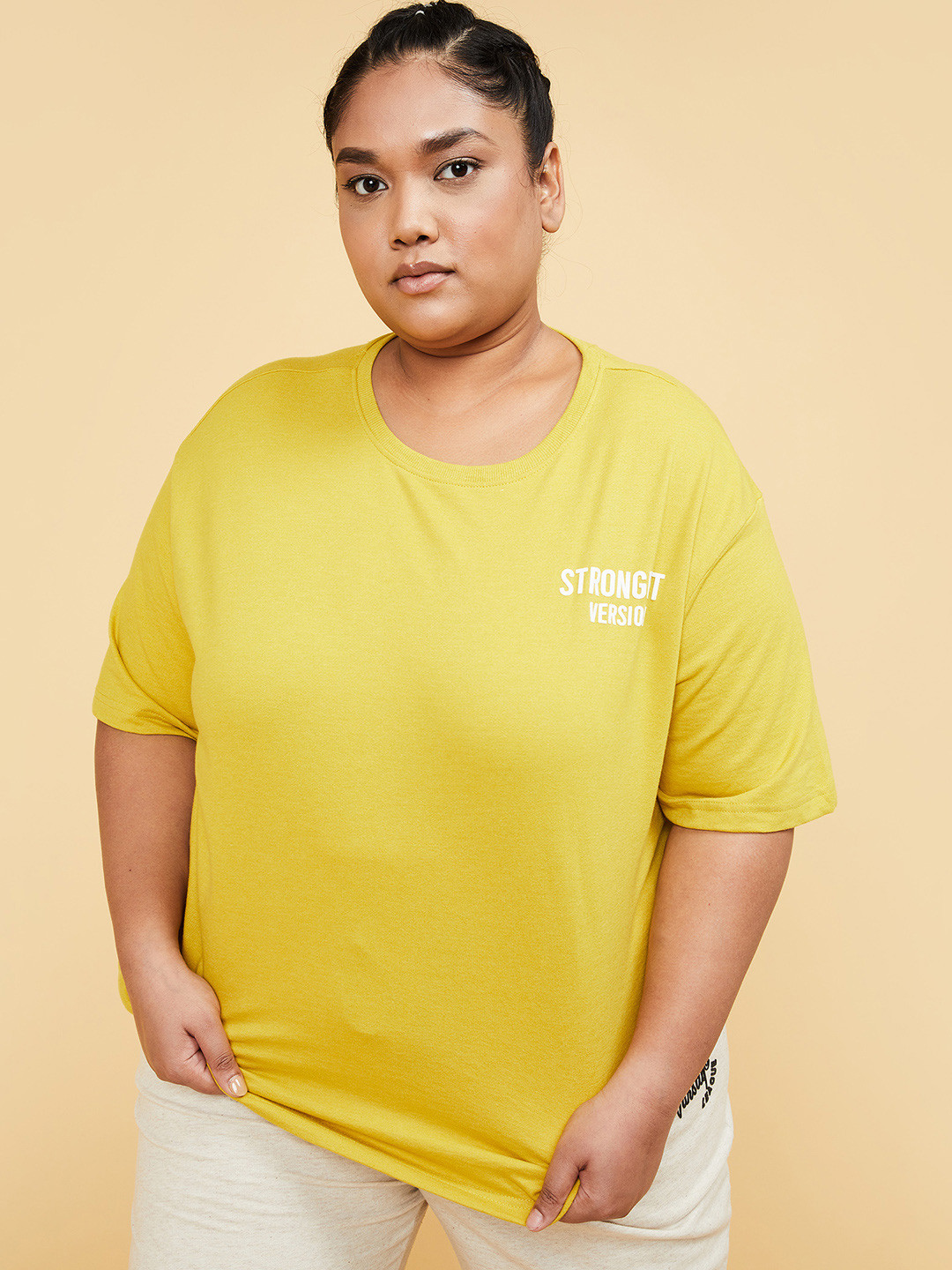 

max Women Lime Green Typography Printed T-shirt
