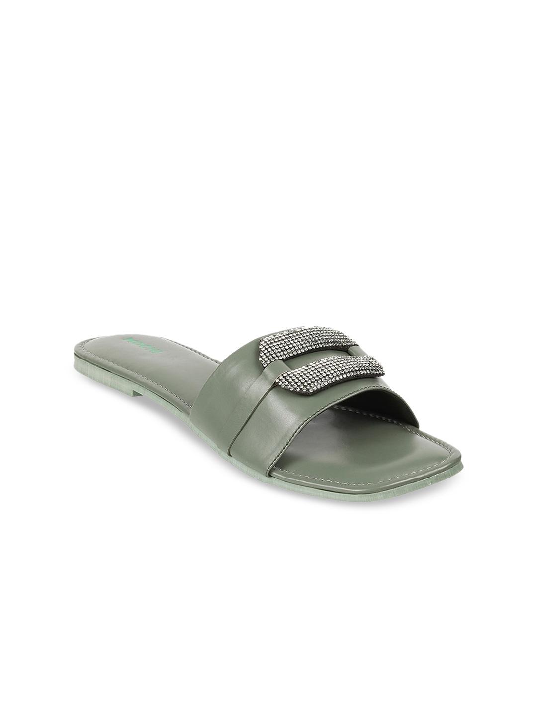 

Mochi Women Olive Green Open Toe Flats