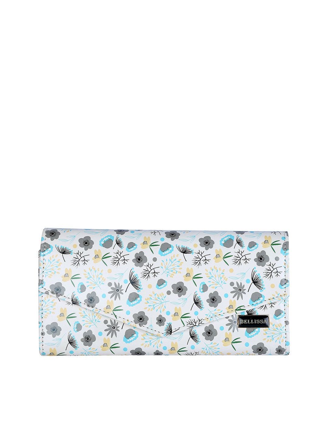 

Bellissa Women Blue & Grey Floral Printed PU Two Fold Wallet