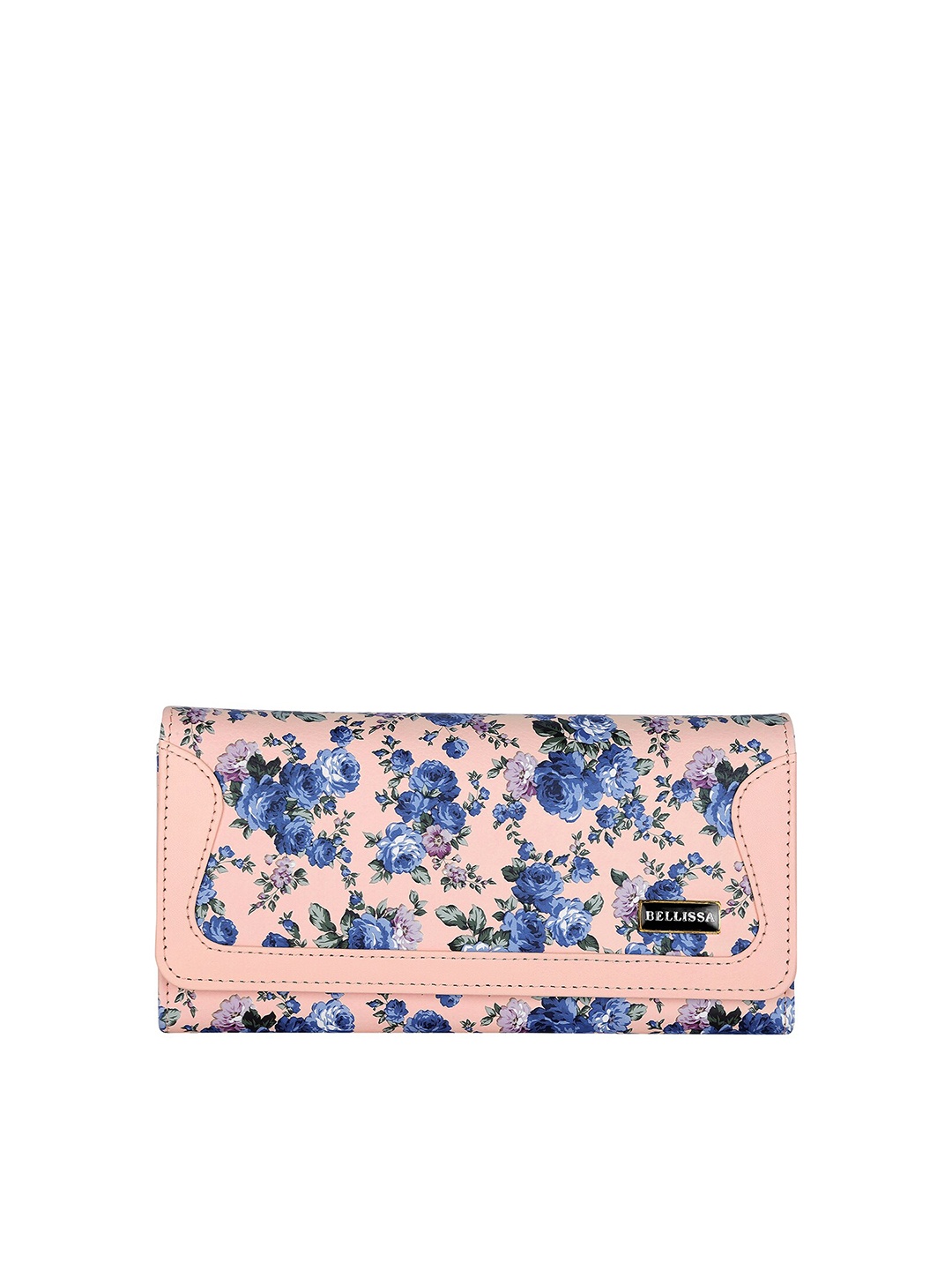 

Bellissa Women Pink & Blue Floral Printed PU Two Fold Wallet