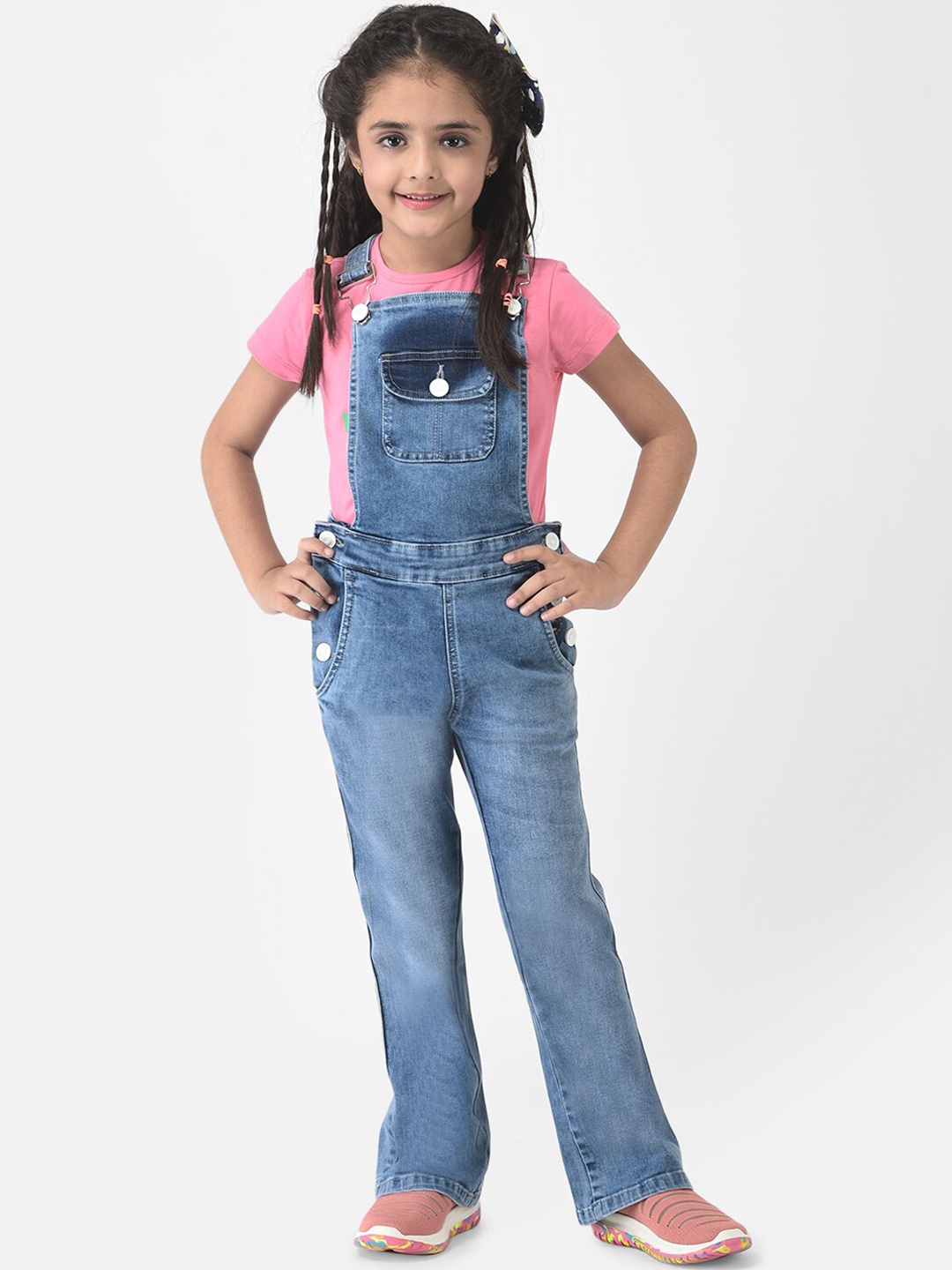 

Crimsoune Club Girls Blue Solid Boot-Cut Dungarees