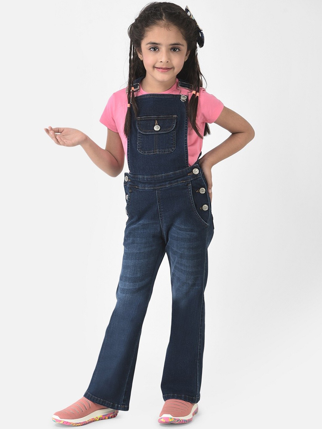 

Crimsoune Club Girls Navy Blue Solid Dungarees