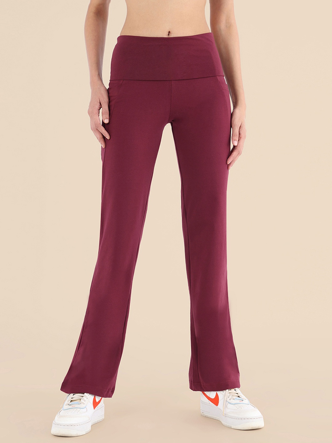 

Nite Flite Sangria Wine Women Maroon Cotton Track Pants