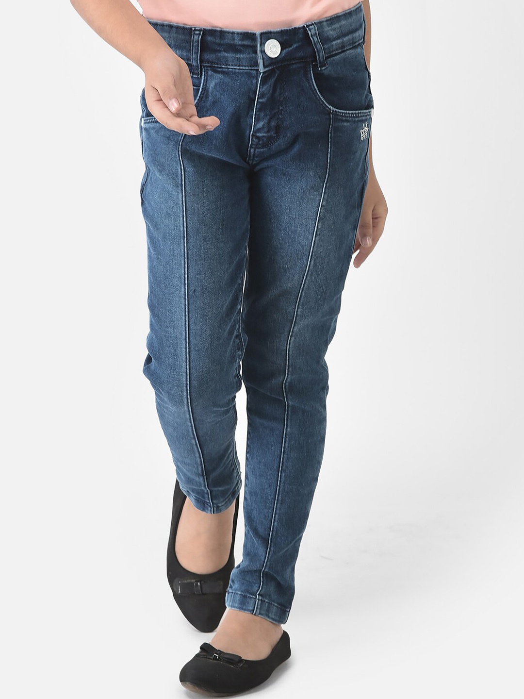 

Crimsoune Club Girls Blue Urban Slim Low Distress Light Fade Stretchable Jeans