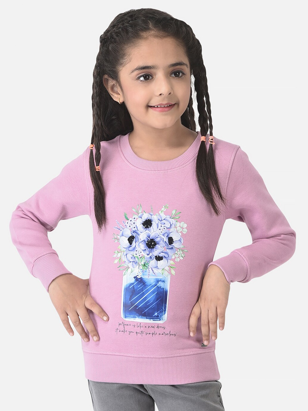 

Crimsoune Club Girls Mauve Printed Sweatshirt